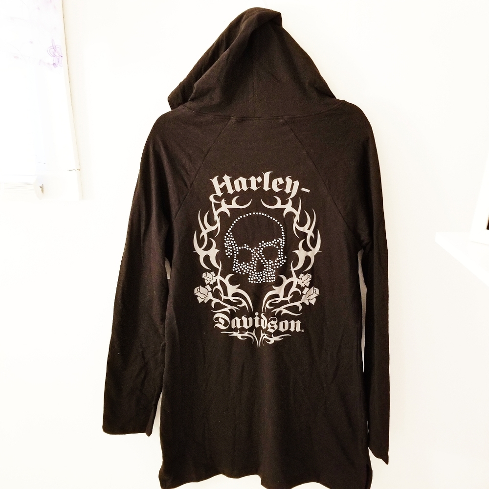 New Harley Davidson rhinestone skull hoode…